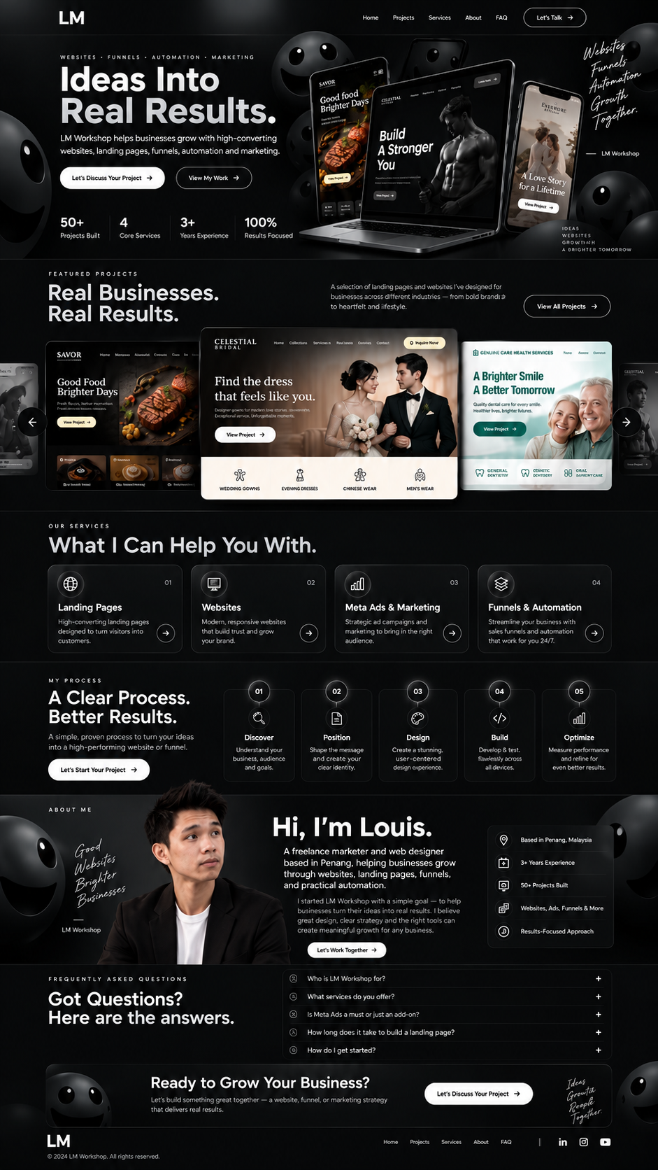 Savor restaurant landing page concept with warm food photography